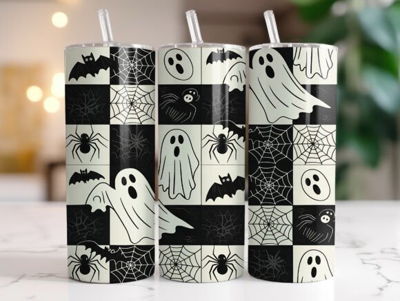 20oz Retro Halloween Tumbler Wrap PNG