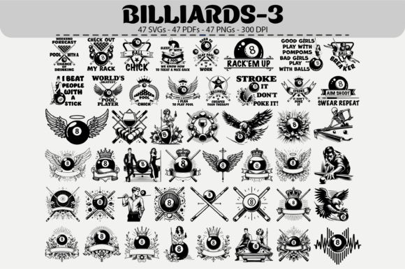 47 Billiards SVG Bundle Pool Quotes