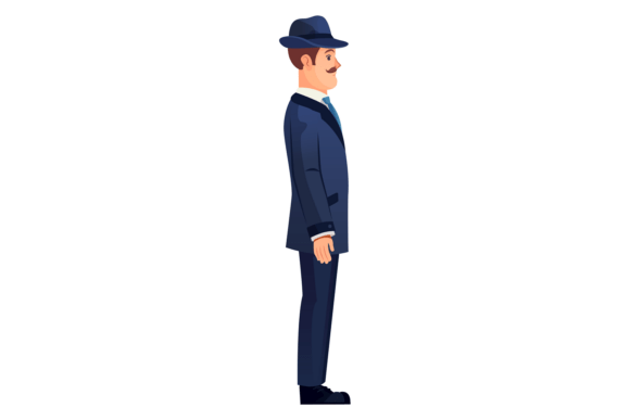 Retro Businessman Character Review for Embroidery