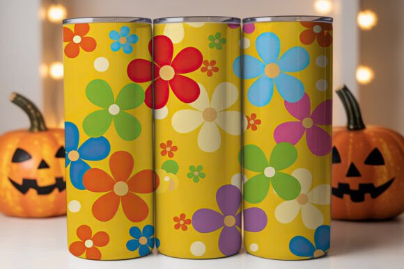 Retro Groovy Flowers 20oz Tumbler Design