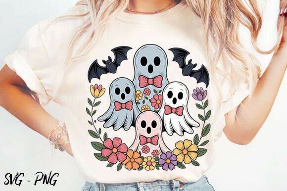 Retro Halloween Blue Denim Ghost PNG Review