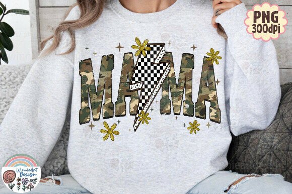 Retro Mama Camouflage Lightning Bolt PNG Review
