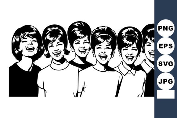 Six Women Smiling and Singing in Retro S Review