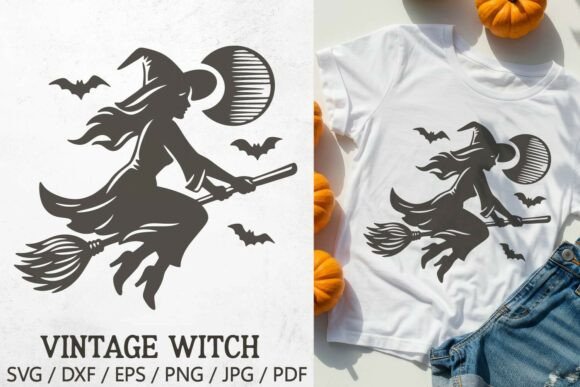 Vintage Flying Witch SVG Cut File Review